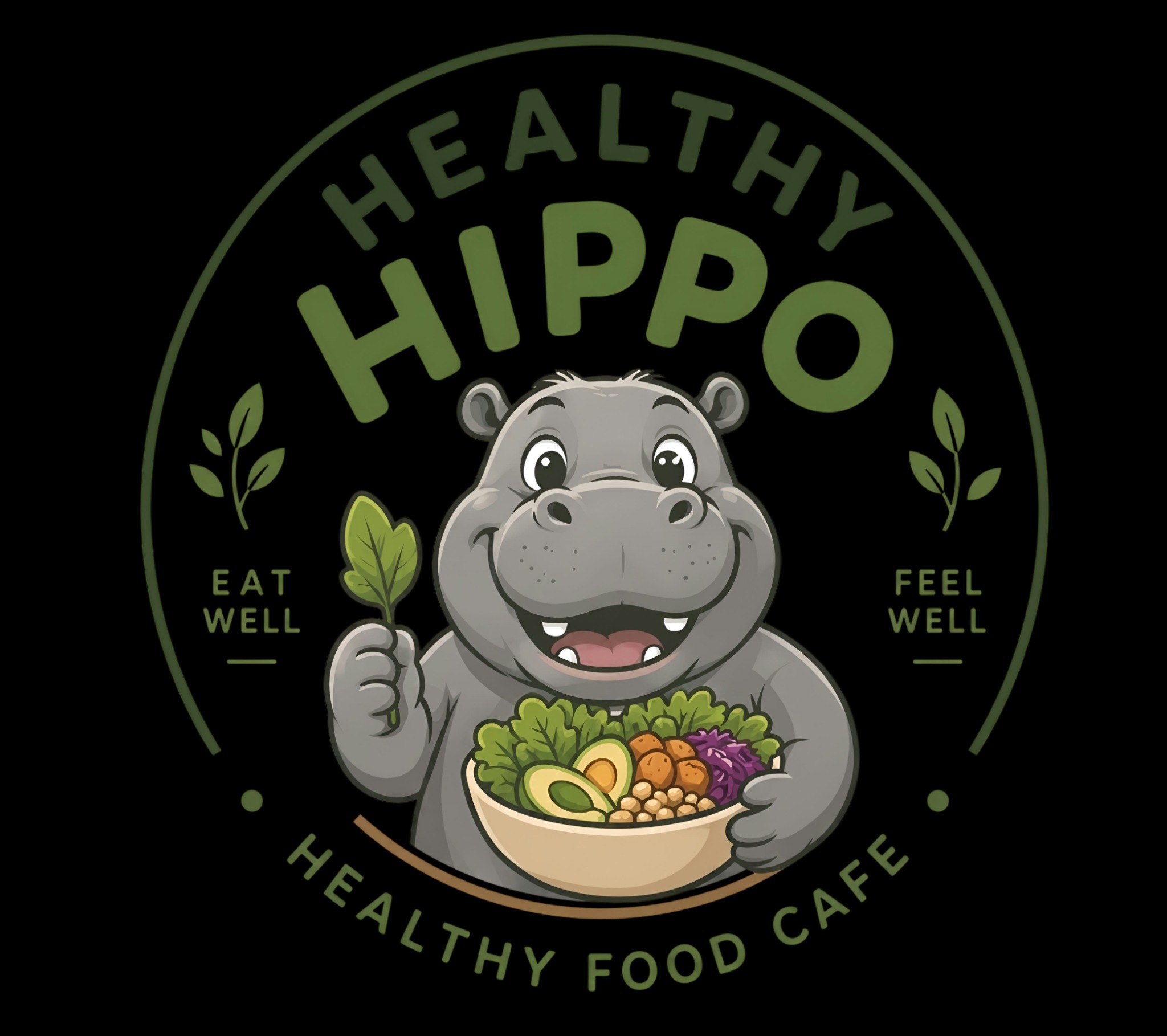 Healthy Hippo hippo mascot logo